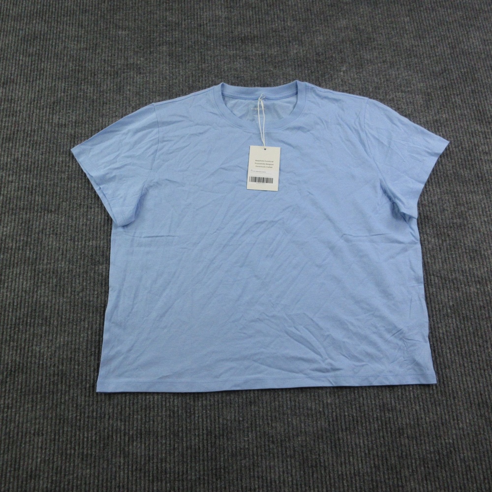 Everlane Shirt Womens XL Blue Relaxed Fit 100% Cotton Crew Neck Short Sleeve NWT